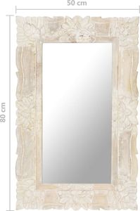 vidaXL Lustro z białą ramą z litego drewna mango, 80 x 50 cm 6