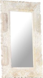 vidaXL Lustro z białą ramą z litego drewna mango, 80 x 50 cm 8