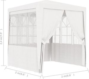 vidaXL Namiot imprezowy ze ściankami, 2x2 m, biały, 90 g/m 8