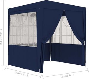 vidaXL Namiot imprezowy ze ściankami, 2x2 m, niebieski, 90 g/m 8
