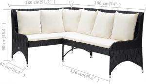 vidaXL Ogrodowe sofy narożne, 2 szt., rattan PE, czarne 6