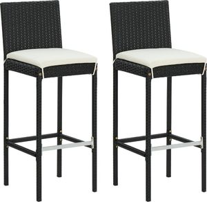 vidaXL Ogrodowe stołki barowe z poduszkami, 2 szt., czarne, polirattan 1