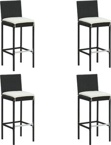 vidaXL Ogrodowe stołki barowe z poduszkami, 4 szt., czarne, polirattan 1