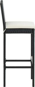 vidaXL Ogrodowe stołki barowe z poduszkami, 4 szt., czarne, polirattan 5