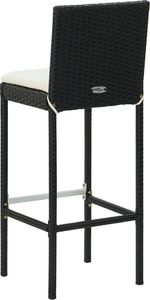 vidaXL Ogrodowe stołki barowe z poduszkami, 4 szt., czarne, polirattan 6