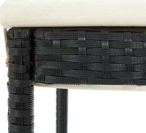 vidaXL Ogrodowe stołki barowe z poduszkami, 4 szt., czarne, polirattan 8