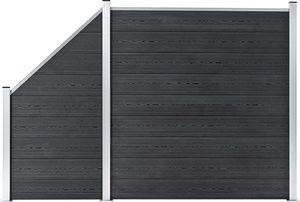 vidaXL Ogrodzenie WPC, 1 panel kwadratowy+1 skośny, 273x186 cm, szare 1