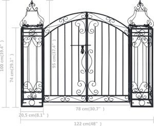 vidaXL Ozdobna brama ogrodowa z kutego żelaza, 122 x 20,5 x 100 cm 6