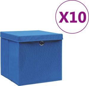 vidaXL Pudełka z pokrywami, 10 szt., 28x28x28 cm, niebieskie 1