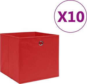 vidaXL Pudełka z włókniny, 10 szt., 28x28x28 cm, czerwone 1