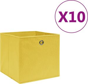 vidaXL Pudełka z włókniny, 10 szt., 28x28x28 cm, żółte 1