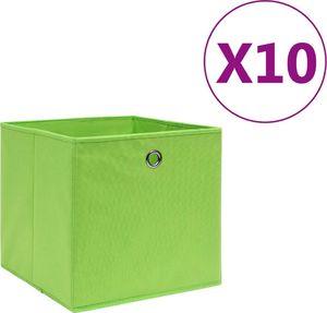 vidaXL Pudełka z włókniny, 10 szt., 28x28x28 cm, zielone 1