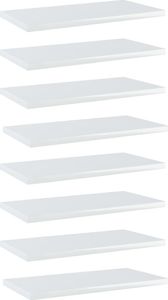 vidaXL Półki na książki, 8 szt., wysoki połysk, białe, 40x20x1,5 cm 1