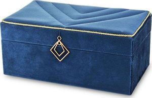Art-Pol Szkatułka Na Biżuterię kuferek niebieski aksamit 1