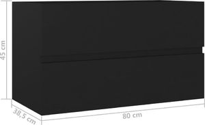 vidaXL Szafka pod umywalkę czarna 80x38.5x45cm płyta wiórowa 7