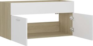 vidaXL Szafka pod umywalkę biel i dąb sonoma 90x38.5x46cm płyta 7
