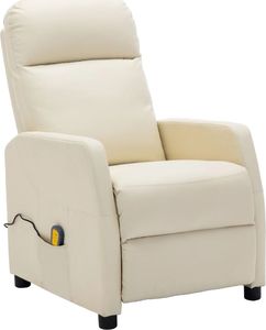 vidaXL VidaXL Rozkładany fotel masujący, kremowy, sztuczna skóra 1