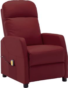 vidaXL VidaXL Rozkładany fotel masujący, czerwone wino, sztuczna skóra 1