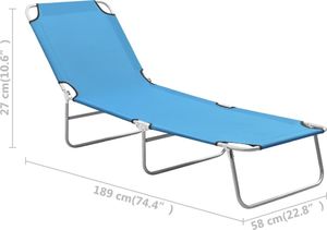 vidaXL VidaXL Składany leżak, stal i tkanina, turkusowoniebieski 8