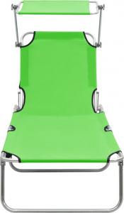 vidaXL VidaXL Składany leżak z zadaszeniem, stalowy, kolor zielone jabłuszko 4