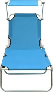 vidaXL Składany leżak z zadaszeniem, stal, turkusowy i niebieski 2