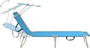 vidaXL Składany leżak z zadaszeniem, stal, turkusowy i niebieski 3