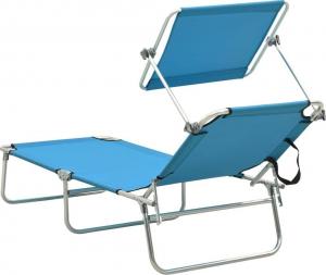 vidaXL Składany leżak z zadaszeniem, stal, turkusowy i niebieski 4