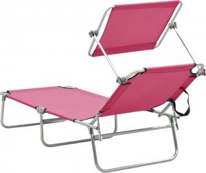 vidaXL VidaXL Składany leżak z zadaszeniem, stalowy, różowy 3