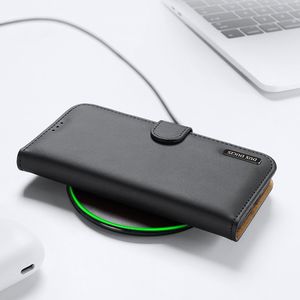 Dux Ducis Dux Ducis Hivo skórzane etui z klapką pokrowiec ze skóry naturalnej portfel na karty i dokumenty iPhone SE 2020 / iPhone 8 / iPhone 7 czarny 16