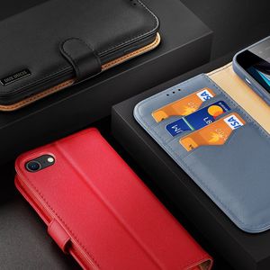 Dux Ducis Dux Ducis Hivo skórzane etui z klapką pokrowiec ze skóry naturalnej portfel na karty i dokumenty iPhone SE 2020 / iPhone 8 / iPhone 7 czarny 21