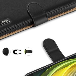 Dux Ducis Dux Ducis Hivo skórzane etui z klapką pokrowiec ze skóry naturalnej portfel na karty i dokumenty iPhone SE 2020 / iPhone 8 / iPhone 7 czarny 3