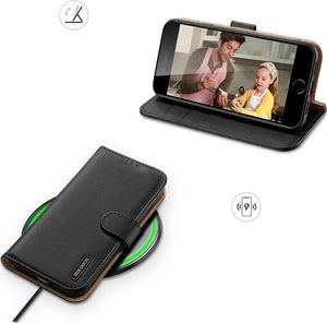 Dux Ducis Dux Ducis Hivo skórzane etui z klapką pokrowiec ze skóry naturalnej portfel na karty i dokumenty iPhone SE 2020 / iPhone 8 / iPhone 7 czarny 4