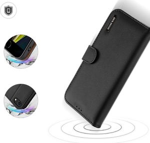 Dux Ducis Dux Ducis Hivo skórzane etui z klapką pokrowiec ze skóry naturalnej portfel na karty i dokumenty iPhone SE 2020 / iPhone 8 / iPhone 7 czarny 7