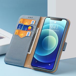 Dux Ducis Dux Ducis Hivo skórzane etui z klapką pokrowiec ze skóry naturalnej portfel na karty i dokumenty iPhone 12 mini niebieski 14