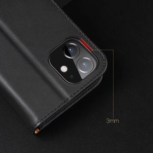 Dux Ducis Dux Ducis Hivo skórzane etui z klapką pokrowiec ze skóry naturalnej portfel na karty i dokumenty iPhone 12 mini niebieski 20