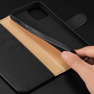 Dux Ducis Dux Ducis Hivo skórzane etui z klapką pokrowiec ze skóry naturalnej portfel na karty i dokumenty iPhone 12 mini niebieski 22