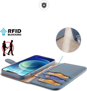 Dux Ducis Dux Ducis Hivo skórzane etui z klapką pokrowiec ze skóry naturalnej portfel na karty i dokumenty iPhone 12 mini niebieski 3