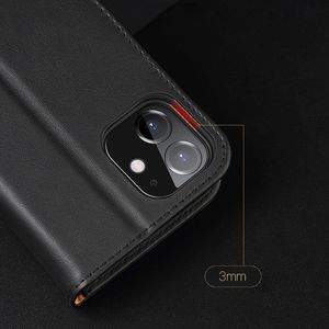 Dux Ducis Dux Ducis Hivo skórzane etui z klapką pokrowiec ze skóry naturalnej portfel na karty i dokumenty iPhone 12 mini czerwony 19
