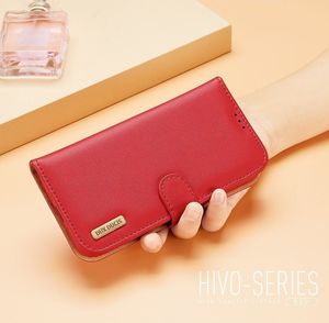 Dux Ducis Dux Ducis Hivo skórzane etui z klapką pokrowiec ze skóry naturalnej portfel na karty i dokumenty iPhone 12 mini czerwony 29