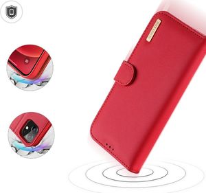 Dux Ducis Dux Ducis Hivo skórzane etui z klapką pokrowiec ze skóry naturalnej portfel na karty i dokumenty iPhone 12 mini czerwony 3
