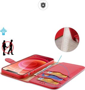 Dux Ducis Dux Ducis Hivo skórzane etui z klapką pokrowiec ze skóry naturalnej portfel na karty i dokumenty iPhone 12 mini czerwony 8