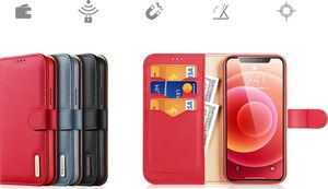 Dux Ducis Dux Ducis Hivo skórzane etui z klapką pokrowiec ze skóry naturalnej portfel na karty i dokumenty iPhone 12 mini czerwony 9