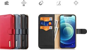 Dux Ducis Dux Ducis Hivo skórzane etui z klapką pokrowiec ze skóry naturalnej portfel na karty i dokumenty iPhone 12 mini czarny 13
