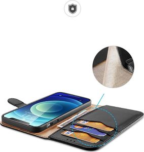 Dux Ducis Dux Ducis Hivo skórzane etui z klapką pokrowiec ze skóry naturalnej portfel na karty i dokumenty iPhone 12 mini czarny 3