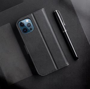 Dux Ducis Dux Ducis Hivo skórzane etui z klapką pokrowiec ze skóry naturalnej portfel na karty i dokumenty iPhone 12 Pro Max czarny 19