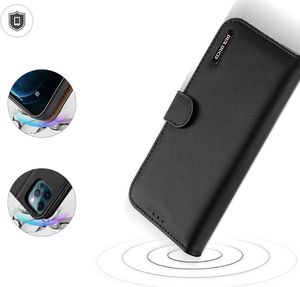 Dux Ducis Dux Ducis Hivo skórzane etui z klapką pokrowiec ze skóry naturalnej portfel na karty i dokumenty iPhone 12 Pro Max czarny 4