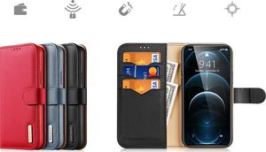 Dux Ducis Dux Ducis Hivo skórzane etui z klapką pokrowiec ze skóry naturalnej portfel na karty i dokumenty iPhone 12 Pro Max czarny 9