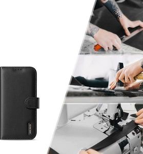 Dux Ducis Dux Ducis Hivo skórzane etui z klapką pokrowiec ze skóry naturalnej portfel na karty i dokumenty iPhone 12 Pro Max czarny 10