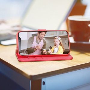 Dux Ducis Dux Ducis Hivo skórzane etui z klapką pokrowiec ze skóry naturalnej portfel na karty i dokumenty iPhone 12 Pro / iPhone 12 czerwony 12