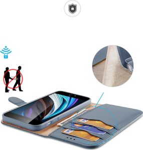Dux Ducis Dux Ducis Hivo skórzane etui z klapką pokrowiec ze skóry naturalnej portfel na karty i dokumenty iPhone SE 2020 / iPhone 8 / iPhone 7 niebieski 2